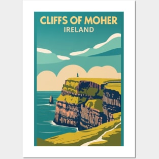 A Vintage Travel Art of the Cliffs of Moher - Ireland Posters and Art